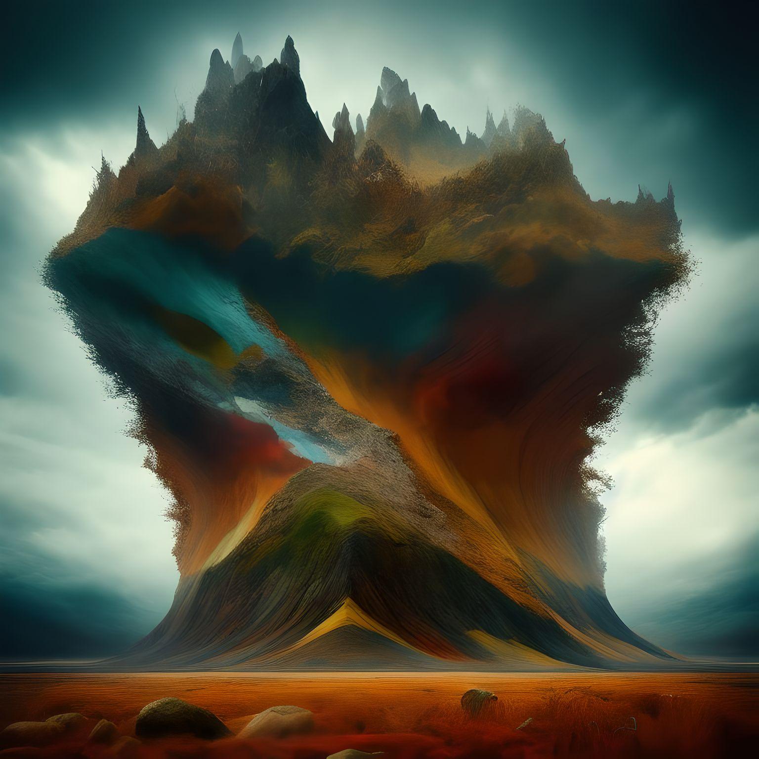 Surreal expressionist dreamscape of the decay of reality on Fotor