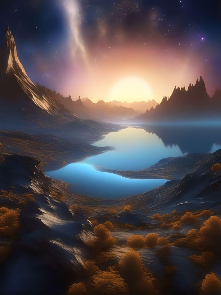 A dreamy night with stardust by Al Williamson,  (panoramic , artstyle-art deco but extremely beautiful:1.4), (intricate details, masterpiece, best quality:1.4)
Terragen, beautiful massive landscape, epic scenery, Terragen, , looking at viewer