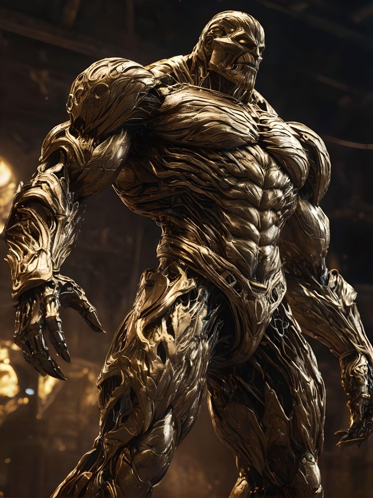 a dark colossal golden Titan of ArmKull, epic fantasy art, super highly detailed artwork with very intricate design, Studio lighting, 32k, unreal engine