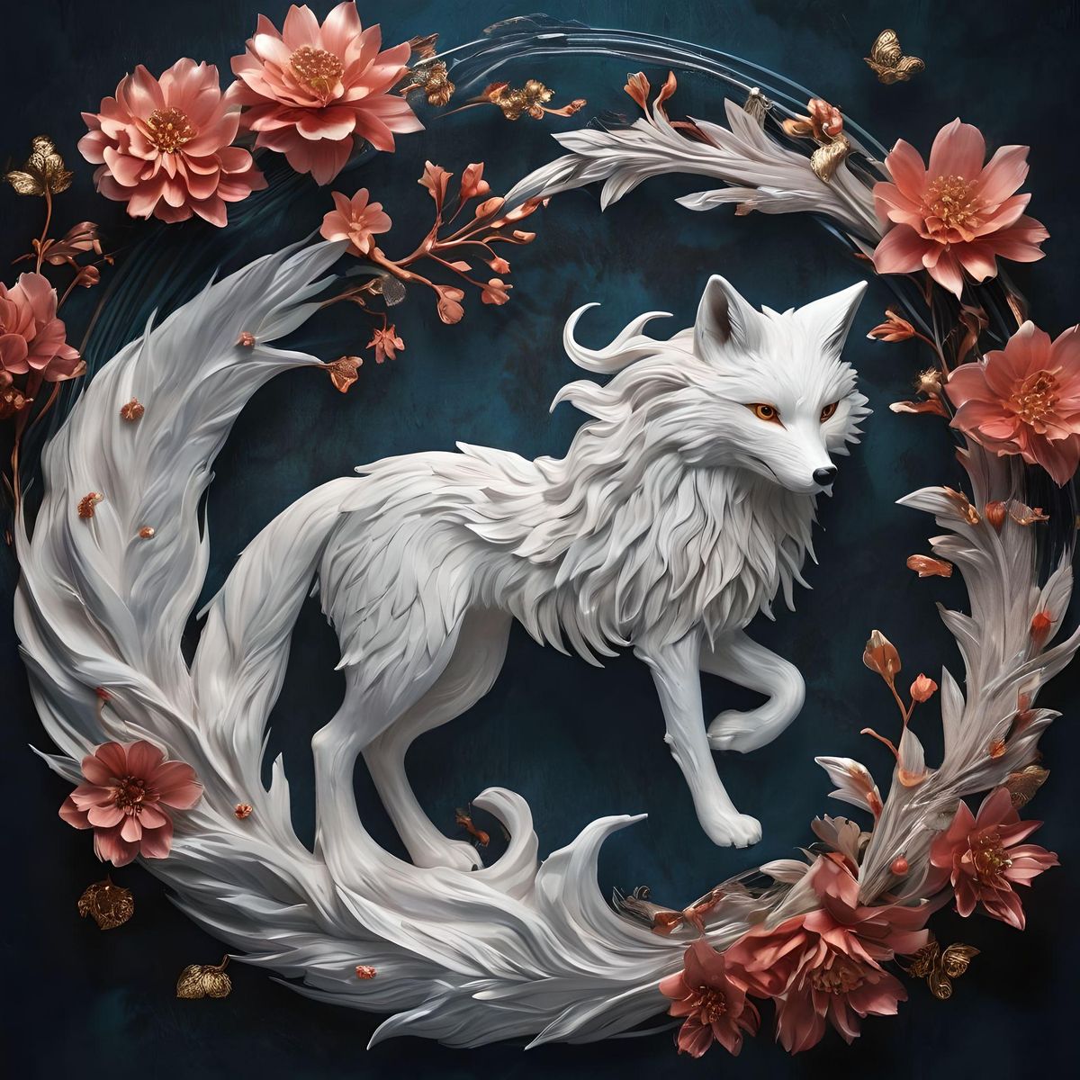 The nine-tailed fox, an enchanting creature of Chinese mythology, captivates with its ethereal beauty and mystique. With its nine majestic tails flowing like shimmering silk, it possesses the power of shape-shifting and extraordinary intelligence. Bewitching and beguiling, it navigates the realms of good and evil, weaving tales of love, trickery, and the delicate balance between the mortal and spirit worlds.