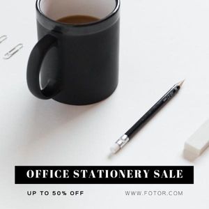 promotion, sales, on sale, Office Stationery Super Sale Instagram Post Template