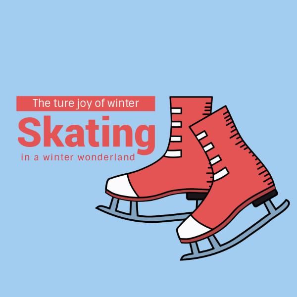 season, ice, invierno, Vintage Winter Skating Instagram Post Template