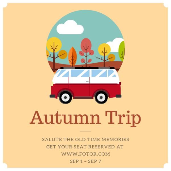 fall, lifestyle, season, Light Yellow Autumn Trip Instagram Post Template
