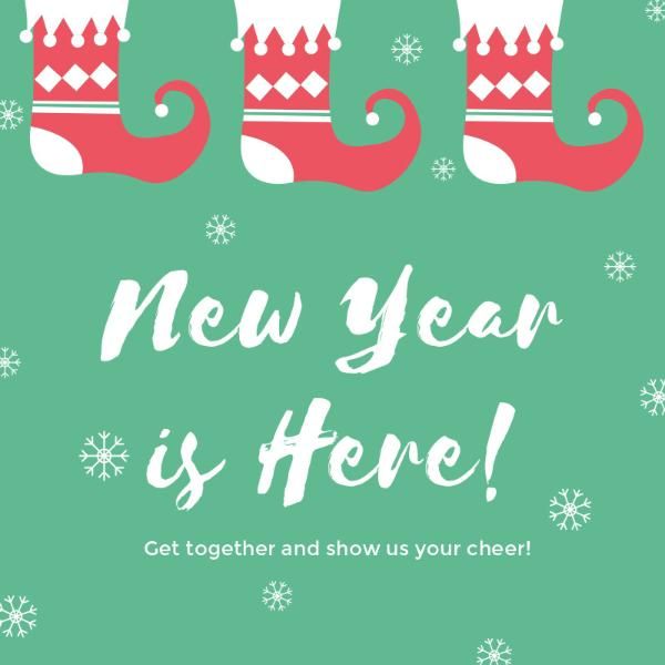 festival, holiday, christmas, Green New Year  Instagram Post Template