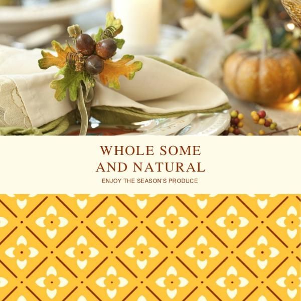 food, season, chill, Yellow Pumpkin Card Autumn Instagram Post Template