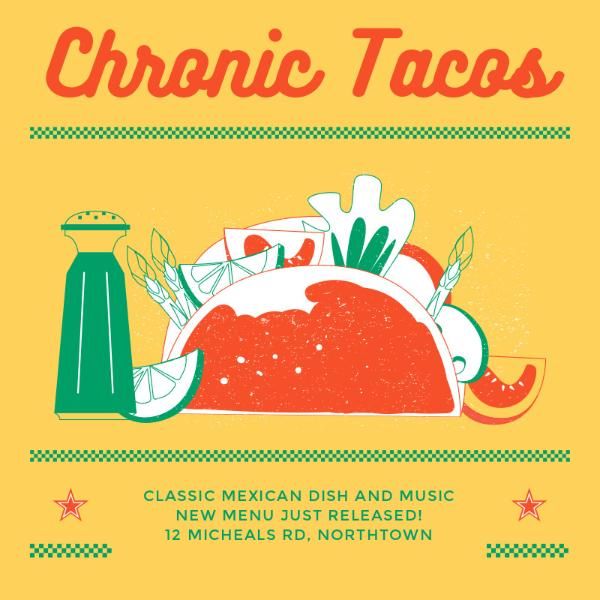 黄色和绿色墨西哥美食海报 Instagram帖子