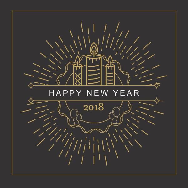 festival, holiday, winter, Vinatge Happy New Year Instagram Post Template