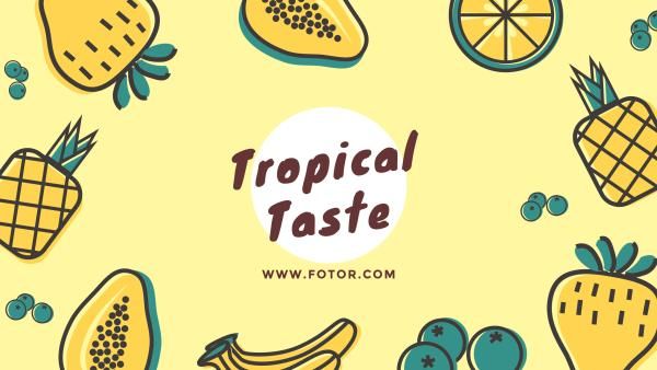 food, fruit, cute, Tropical Style Youtube Channel Art Template