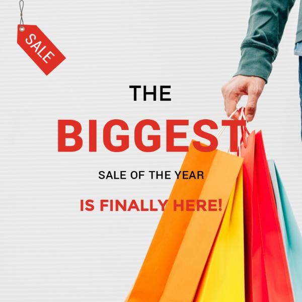 promotion, promote sales, marketing, Simple Year Biggest Sales Instagram Post Template