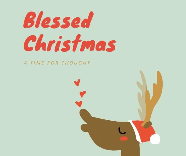 xmas, festival, holiday, Cute Reindeer Kiss Christmas Facebook Post Template