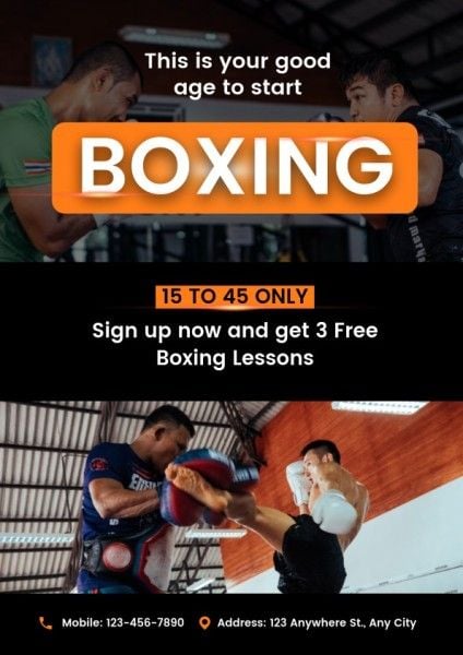 sport, man, train, Black Boxing Lesson Flyer Template