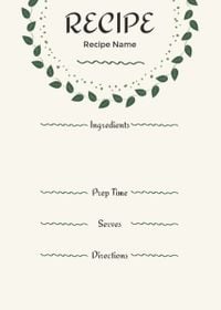designer, designers, graphic design, Simple Green Leaves Circle Recipe Card Template