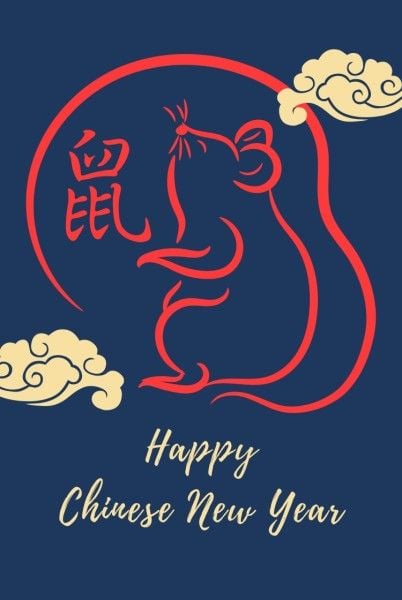 new year, animal, cloud, Blue And Red Chinese Rat Pinterest Post Template