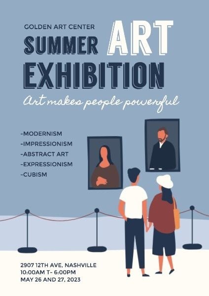 display, painting, drawing, Summer Art Exhibition Poster Template
