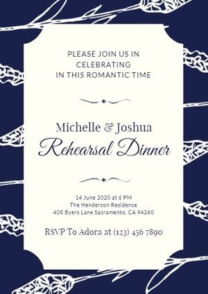 Elegant Dark Blue Engagement Ceremony Invitation Template and Ideas for ...