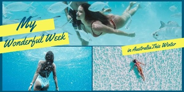 travel, holiday, swim, Wonderful Week Twitter Post Template