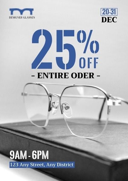 discounts, shop, accessory, Simple Glasses Sale Poster Template