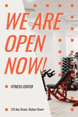 gym, sports, keep fit, Fitness Center Is Now Open  Pinterest Post Template
