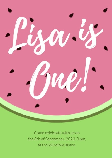 Pink And Green Summer Birthday Party Invitation