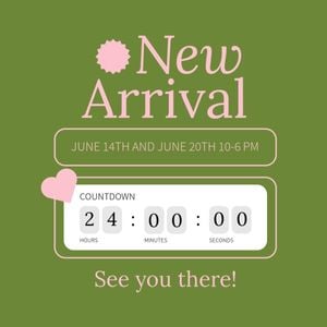 branding, promotion, new arrival, Green New Arrical Countdown Instagram Post Template