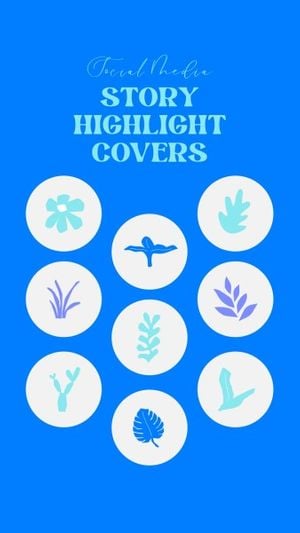 instagram story, leaves, leaf, Blue Illustration Plants Instagram Highlight Cover Template