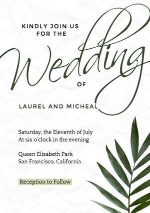 白植物の結婚式 招待状