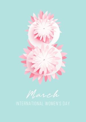 women power, happy womens day, flower, Blue Pink International Womens Day Poster Template