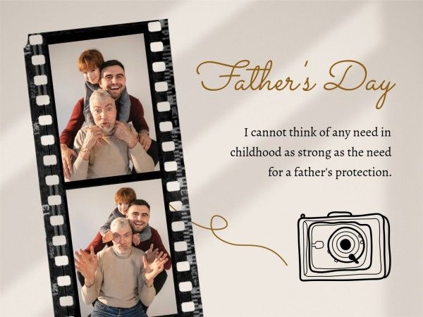 dad, fathers day, wish, Beige Vintage Happy Father's Day Photo Collage Photo Collage 4:3 Template