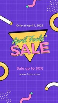 april fools' day, celebration, festival, Purple Creative Memphis April Fools' Sale Instagram Story Template