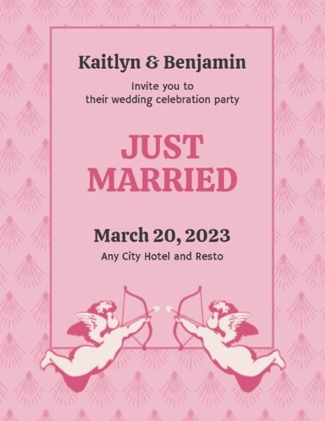 save the date, party, life, Pink Cupid Wedding Program Template