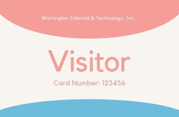 company, id badge, job, Blue And Pink Visitor  ID Card Template