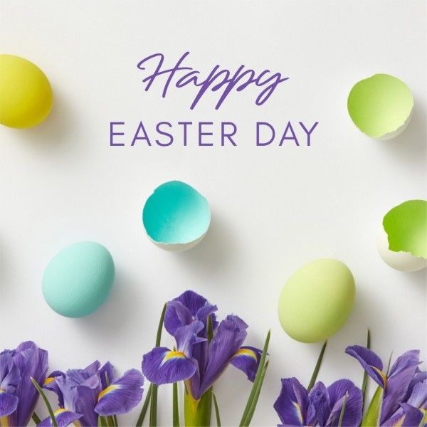 festival, holiday, flower, Grey And Purple Minimal Happy Easter Day Instagram Post Template