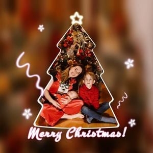 happy, holiday, joy, Red Merry Christmas Photo Collage (Square) Template