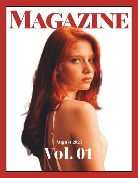 Retrato simple en blanco y rojo