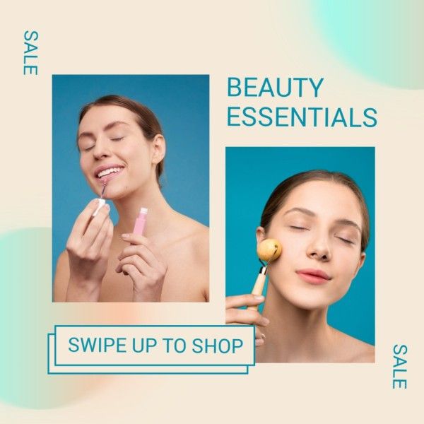 sale, social media, brush, Blue Shop Beauty Essentials Instagram Post Template
