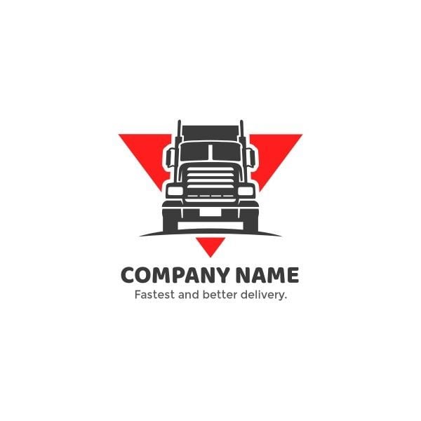 红黑插图物流车 Logo