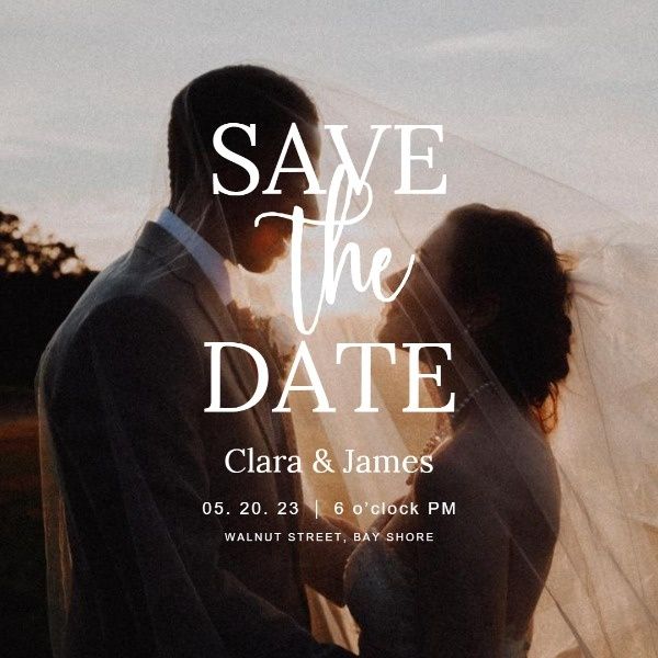 wedding, marry, marriage, Romantic Save The Date Invitation Instagram Post Template