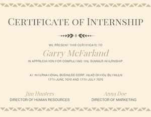 Certificate of Internship Certificate
