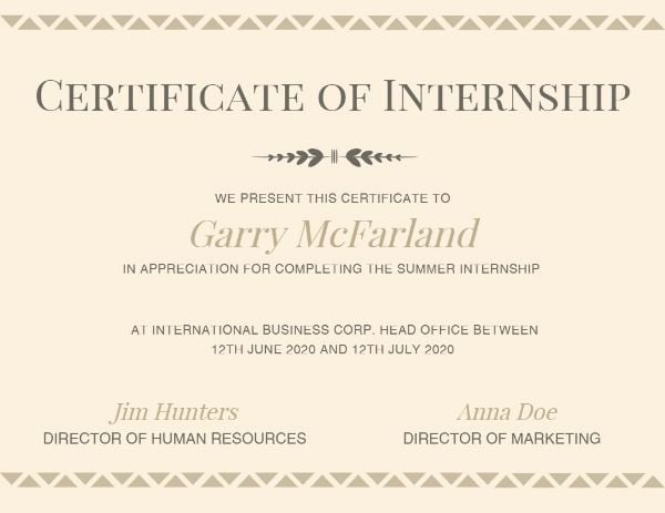 official, office, prize, Internship Certificate Template