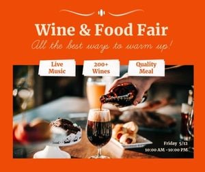 meal, celebration, sale, Orange Wine And Food Fair  Facebook Post Template