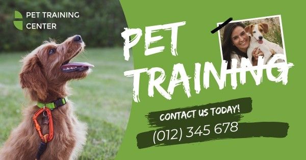  cover photo,  pet center,  pet care center, Green Pet Training  Facebook Event Cover Template