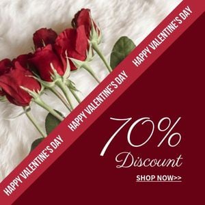 valentine, valentine's day, discount, Red Flower Sale Ins Ad Instagram Ad Template