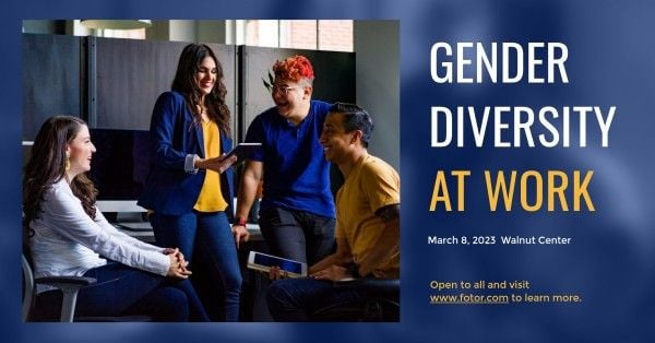  cover photo,  social media,  social network, Blue Gender Diversity At Work Facebook Event Cover Template