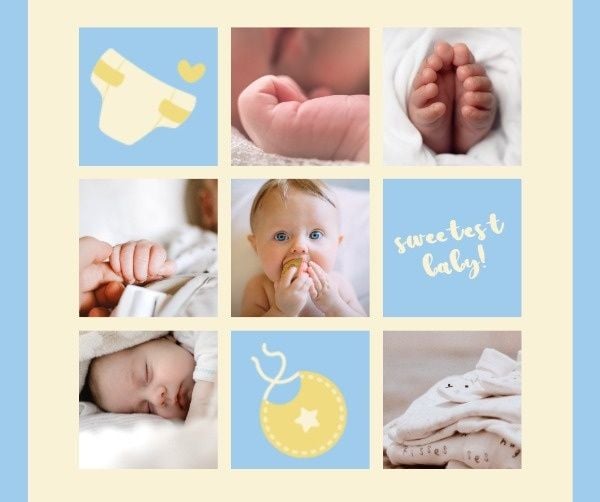 baby, child, cute, Sweet Boy Collage Facebook Post Template