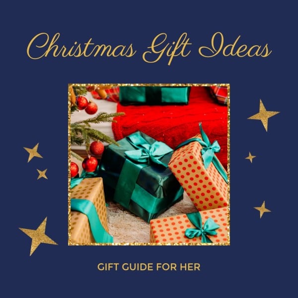 Blue Christmas Gift Idea Guide Photo Collage (Square)