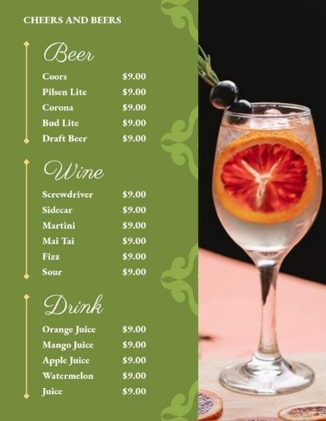 food, advertising, commercial, Green Wine Festival Menu Template