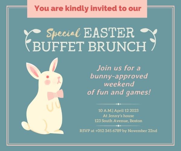 happy easter, activity, celebration, Easter Buffet Brunch Invitation Facebook Post Template