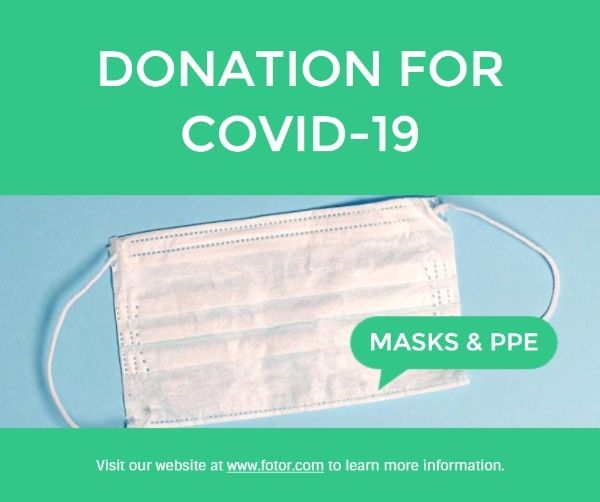 masks, ppe, hospital, Green Donation For COVID Facebook Post Template