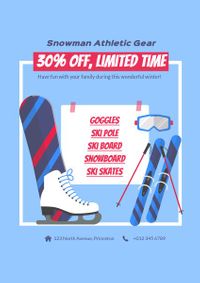 sale, promotion, limited time, Snowman Athletic Gear  Discount Poster Template