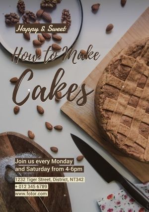 study, bread, baking, Coffee Cake Making Class Poster Template